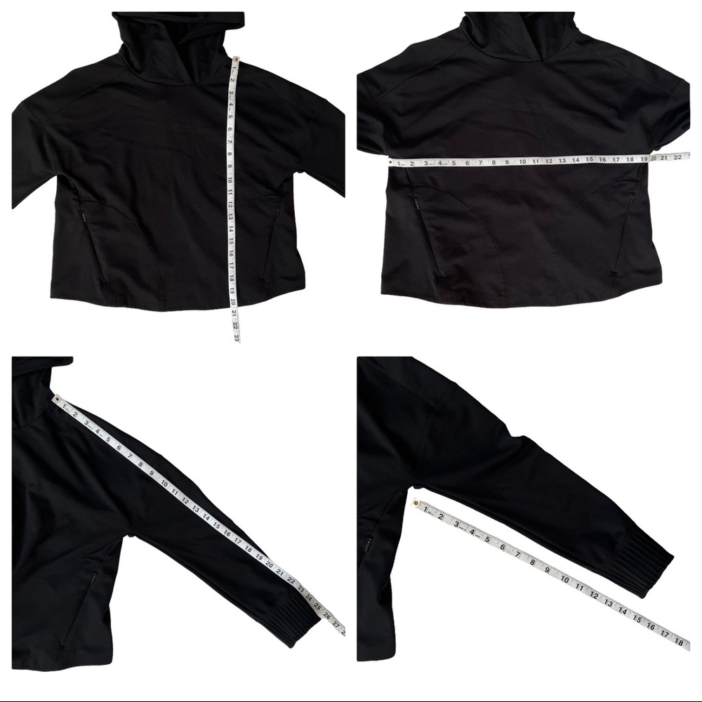 Lululemon Athletica Split Out Hoodie Black 6/S Open Tie Back Cropped Sweatshirt - Picture 14 of 15